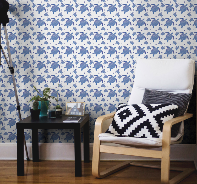 Papel pintado animal tortugas azules - TenVinilo