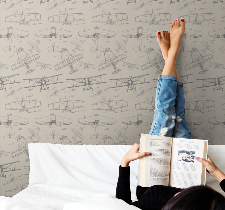 Papel clásico Patrón de aviones "vintage" - TenVinilo