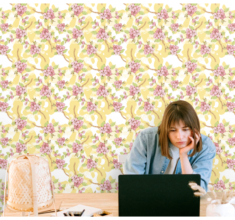 Papel pintado flores Flor de sakura de patrones sin fisuras - TenVinilo