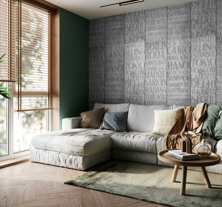 Papel pintado hormigón nombres ciudades - TenVinilo