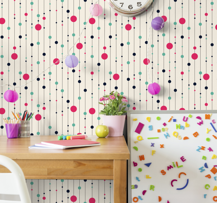 Papel pintado infantil de topos rosas - TenVinilo