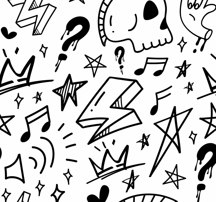 Papel pintado juvenil Patrón de signos geniales - TenVinilo