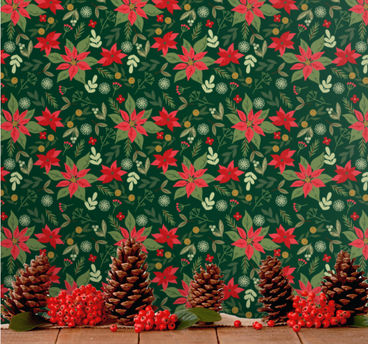 Papel pintado navidad Deja adornos navideños - TenVinilo
