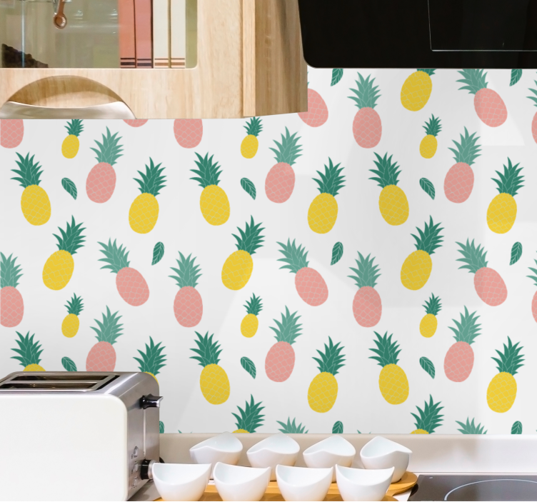 Papel pintado cocina Diseño de frutas de patrón de piña - TenVinilo