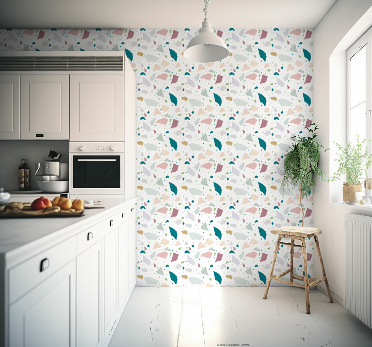 Papel pintado cocina terrazo mediterráneo - TenVinilo