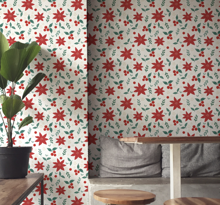 Papel pintado salón Flores de navidad - TenVinilo