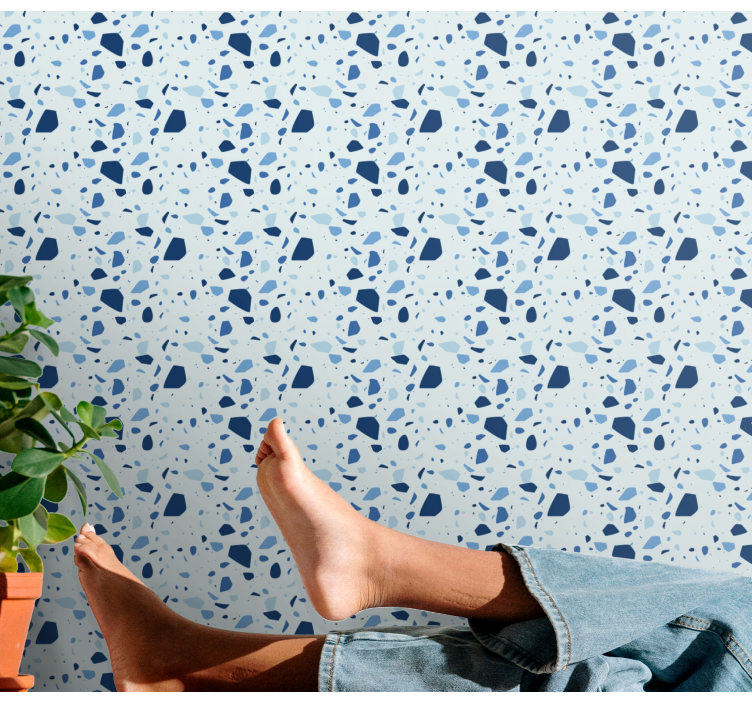 Papel pintado baño terrazzo color azul - TenVinilo
