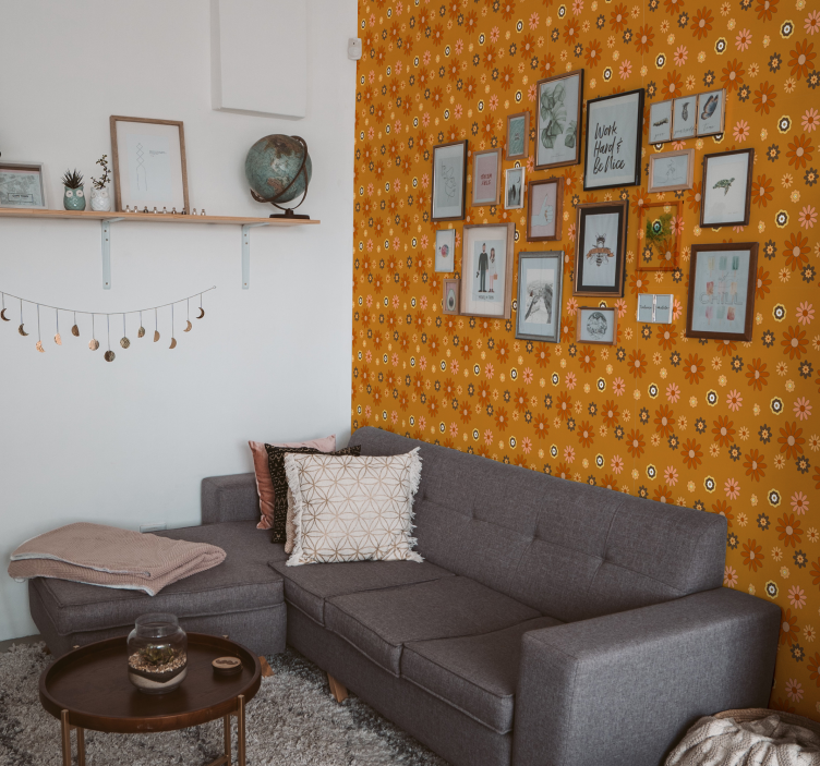 Papel pintado de la vendimia del poder de la flor de los años 60 - TenVinilo