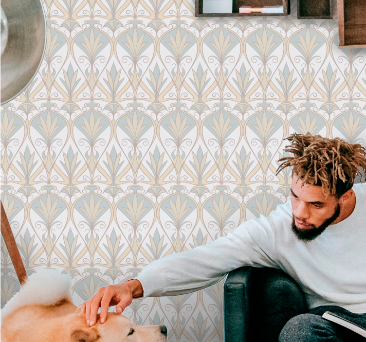 Papel pintado retro Patrón floral retro botánico - TenVinilo