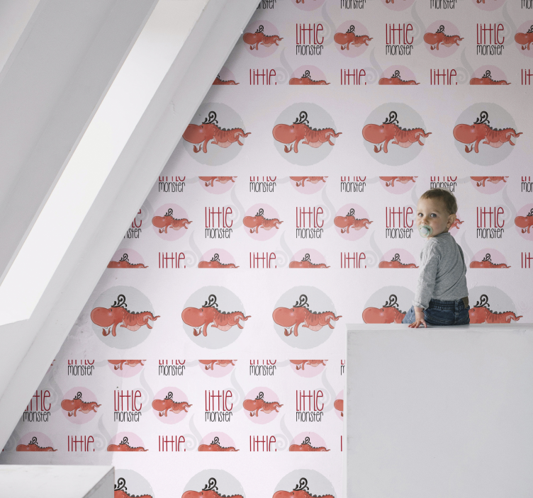 Papel tapiz animales diseño de pequeño monstruo - TenVinilo