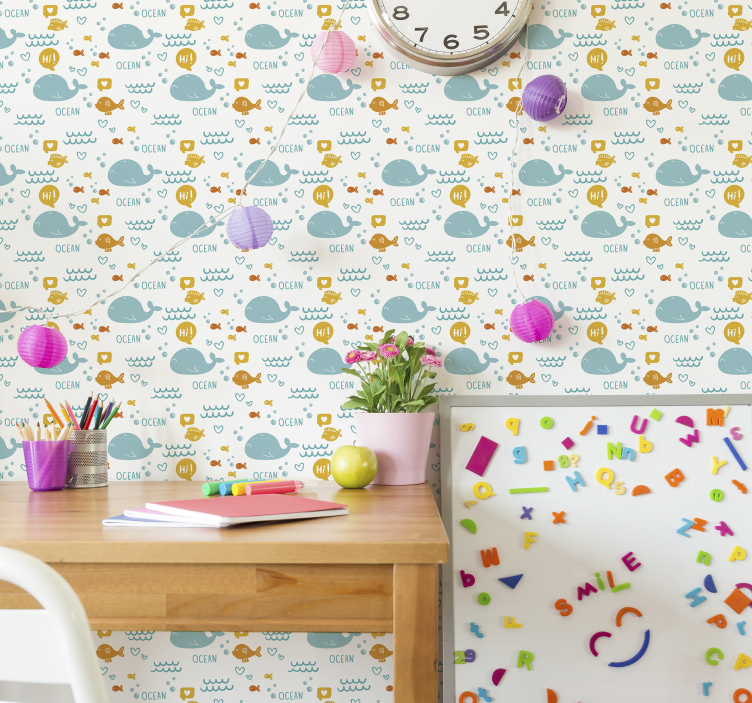 Papel tapiz animales lindas ballenas del océano - TenVinilo
