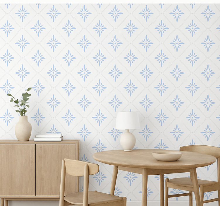 Papel tapiz cocina azulejos de rombos azules - TenVinilo