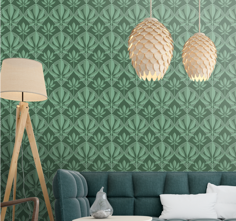 Papel tapiz para sala patrón vertical verde - TenVinilo