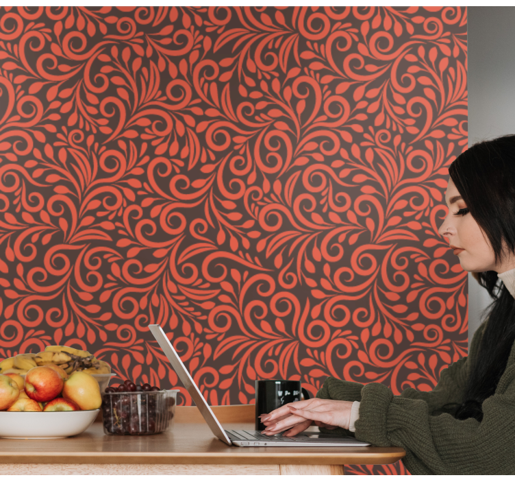 Papel tapiz floral remolinos ornamentados - TenVinilo