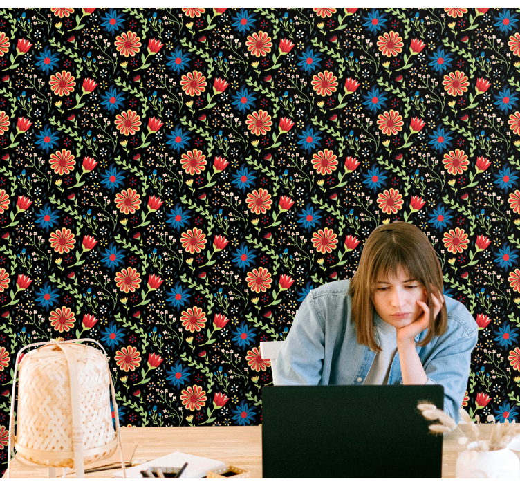 Papel tapiz flores acento con estampado floral - TenVinilo
