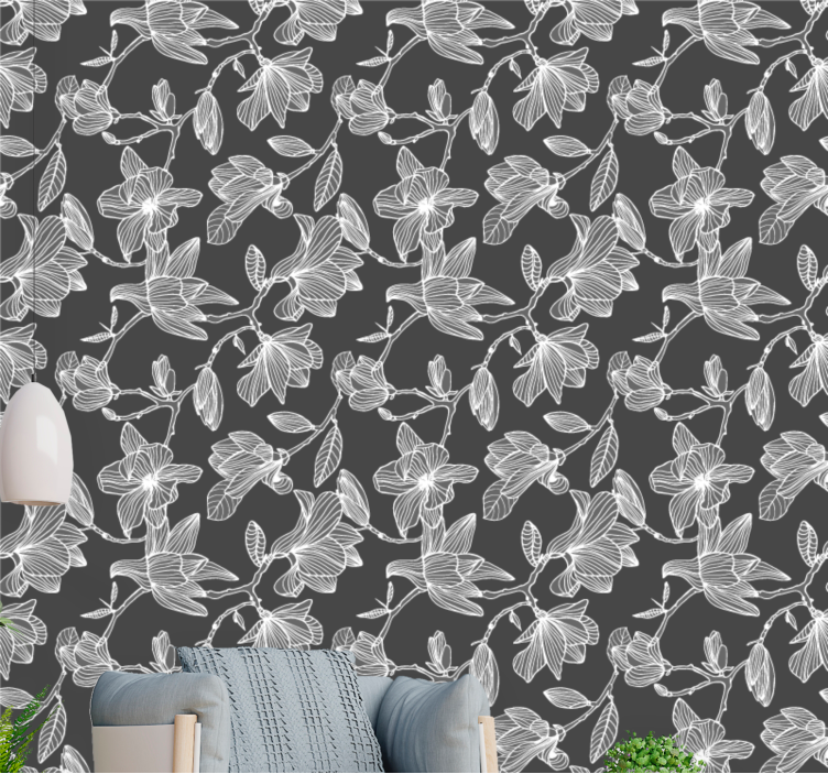 Papel tapiz flores composición de flores marrones - TenVinilo