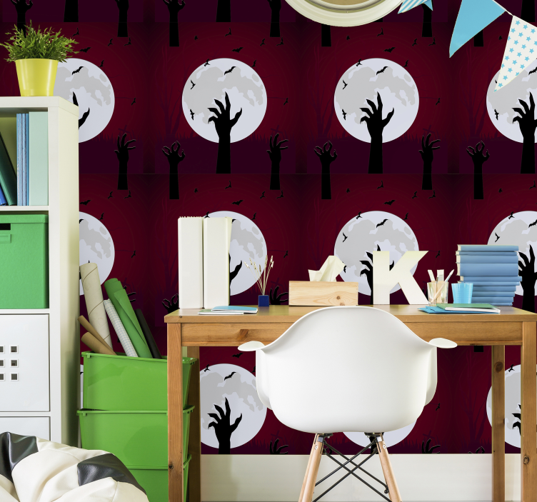 Papel tapiz halloween escena tenebrosa a la luz de la luna - TenVinilo