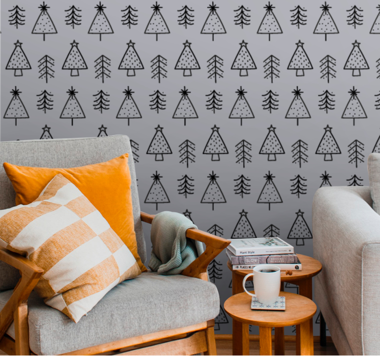 Papel tapiz navidad decoración con patrón de pino - TenVinilo