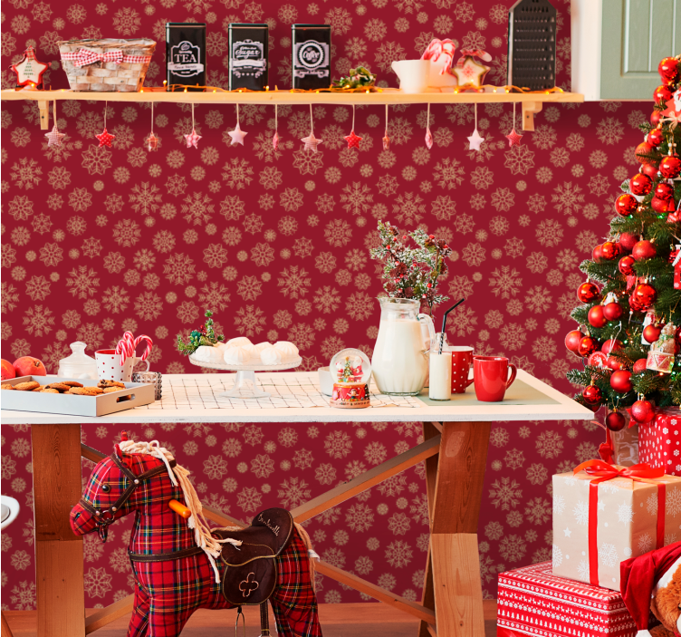 Papel tapiz navidad diseño floral helado - TenVinilo