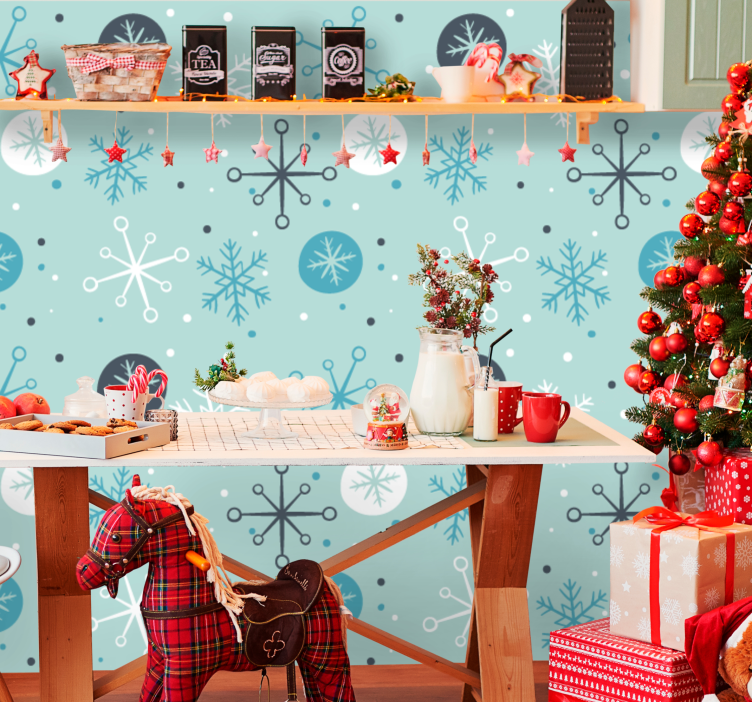 Papel tapiz navidad patrón de copo de nieve festivo - TenVinilo
