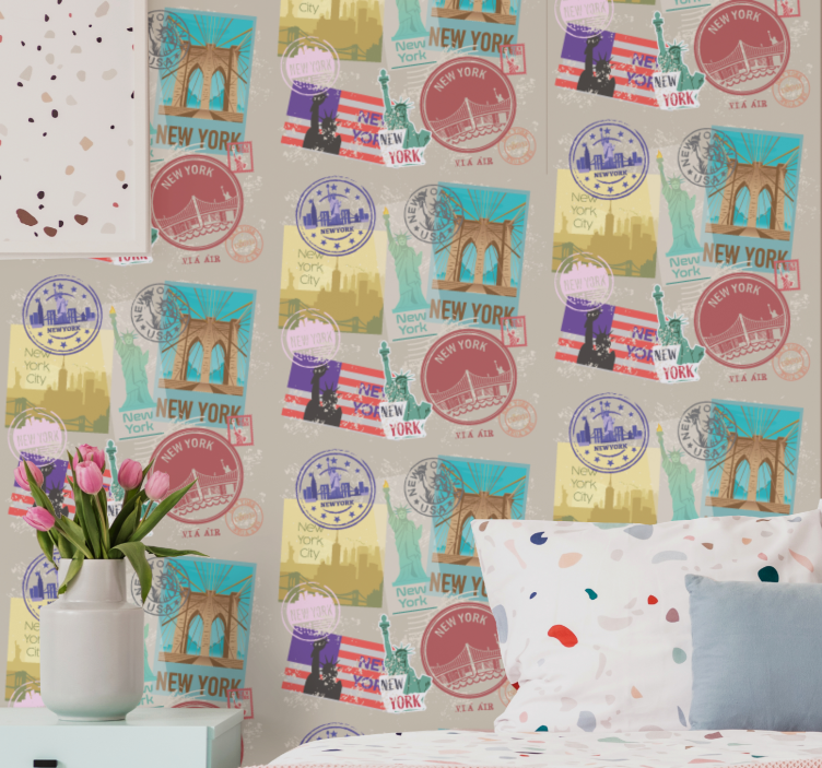 Papel tapiz Nueva York sellos de nueva york - TenVinilo