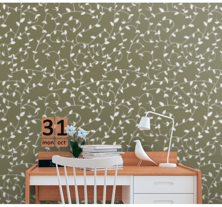 Papel tapiz ornamental remolinos botánicos - TenVinilo