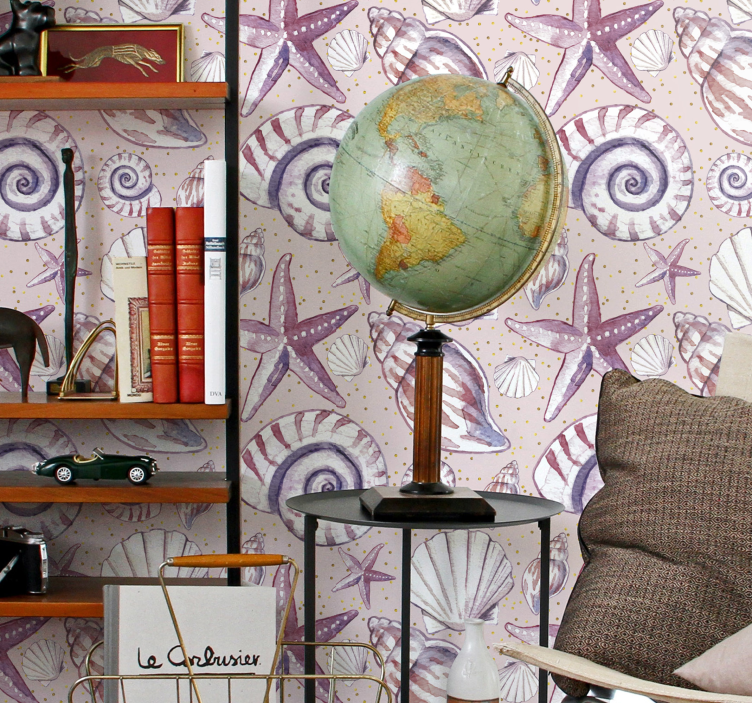 Papel tapiz peces motivo de concha de mariposa - TenVinilo