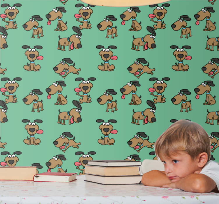 Papel tapiz perros diversión de dibujos animados caninos - TenVinilo