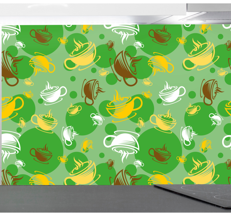 Papel tapiz cocina colección de tazas de café - TenVinilo