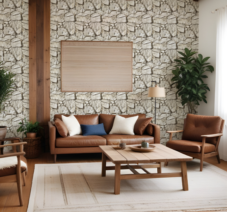 Papel tapiz piedra beige claro - TenVinilo