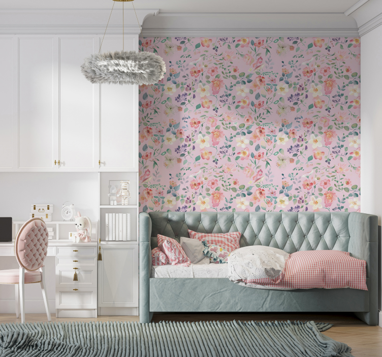 Papel tapiz rosa explosión de primavera - TenVinilo